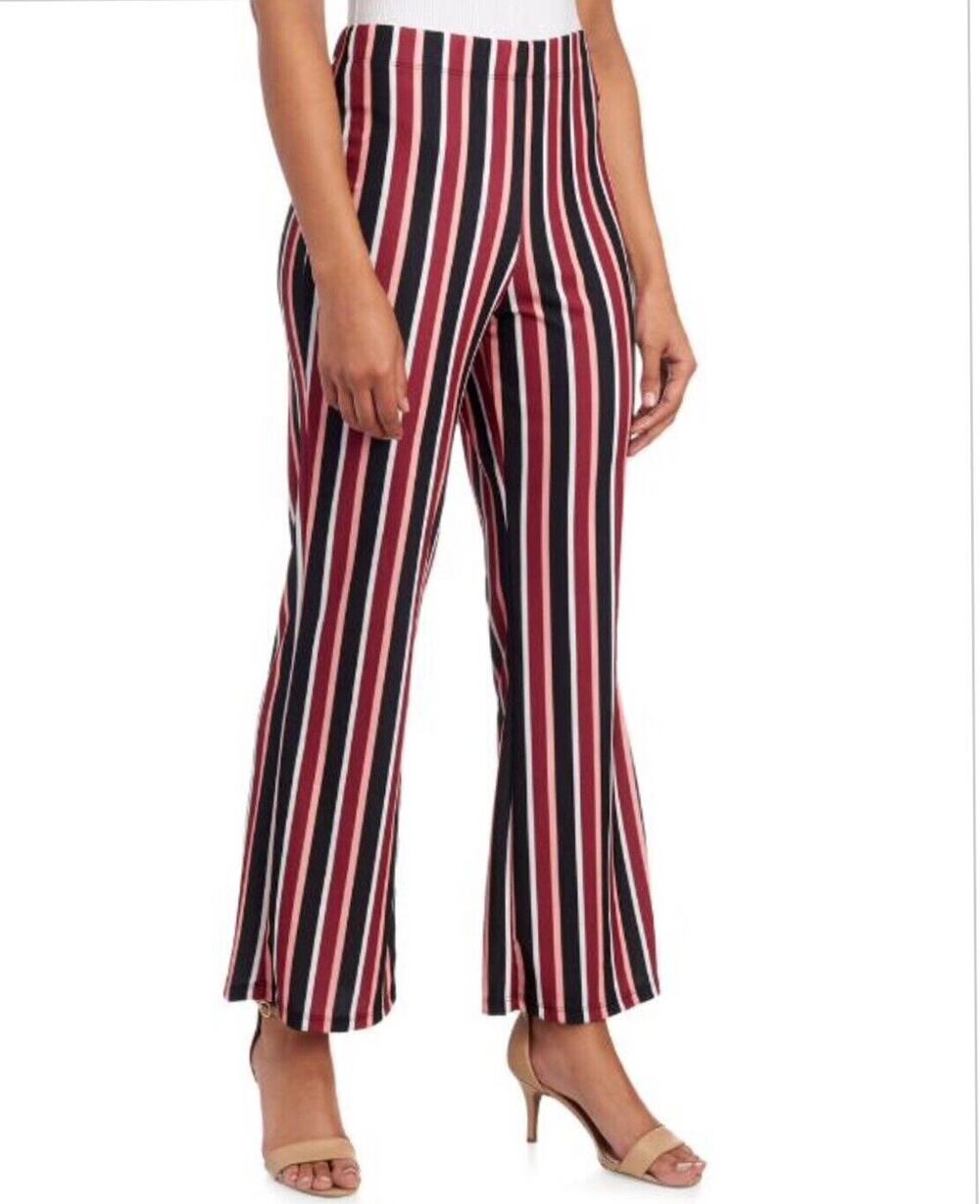 Travel Elements Pants Women’s Sz S Multicolored Stripe Print Stretch Flared Leg